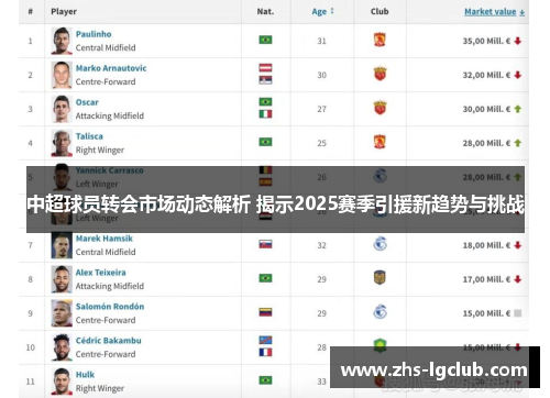 中超球员转会市场动态解析 揭示2025赛季引援新趋势与挑战